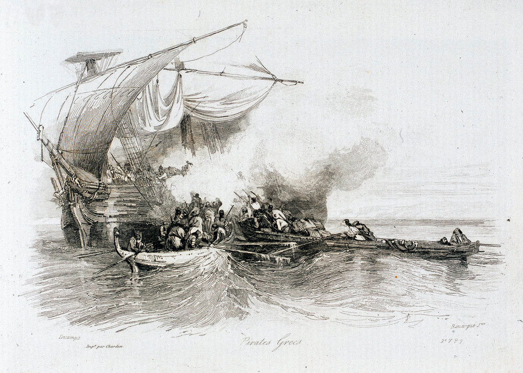 Detail of Greek pirates by Alexandre Gabriel Decamps