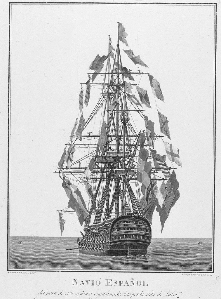 Detail of A Spanish warship by Augustin Berlinguero