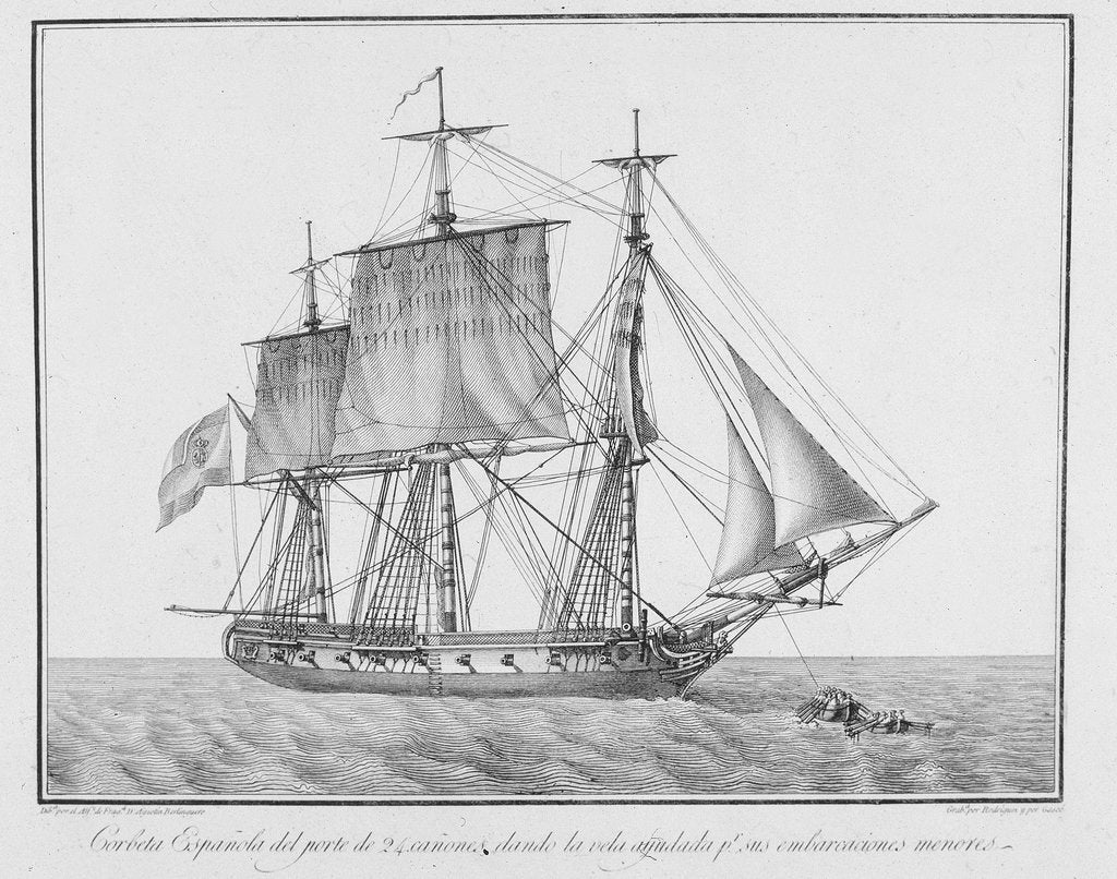 Detail of A Spanish corvette by Augustin Berlinguero