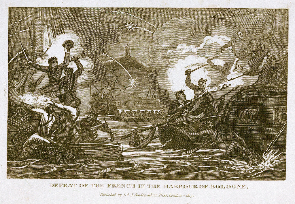 Detail of Defeat of the French in the harbour of Bologne by J. & J. Cundee (publishers)