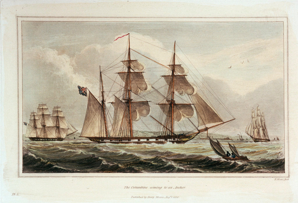 Detail of Six views of the 'Columbine' and The Experimental Squadron. Plate No. 5 by Henry Moses