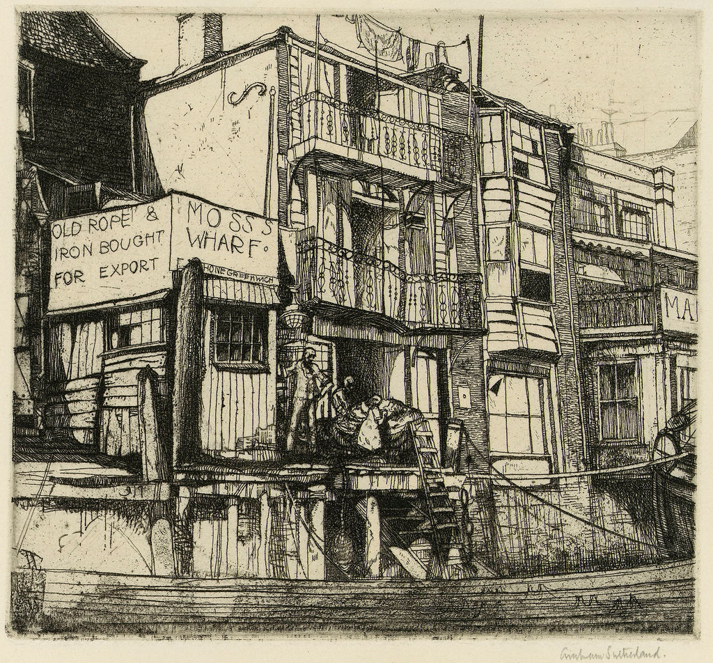 Detail of Moss's Wharf, Old Greenwich by Graham Sutherland