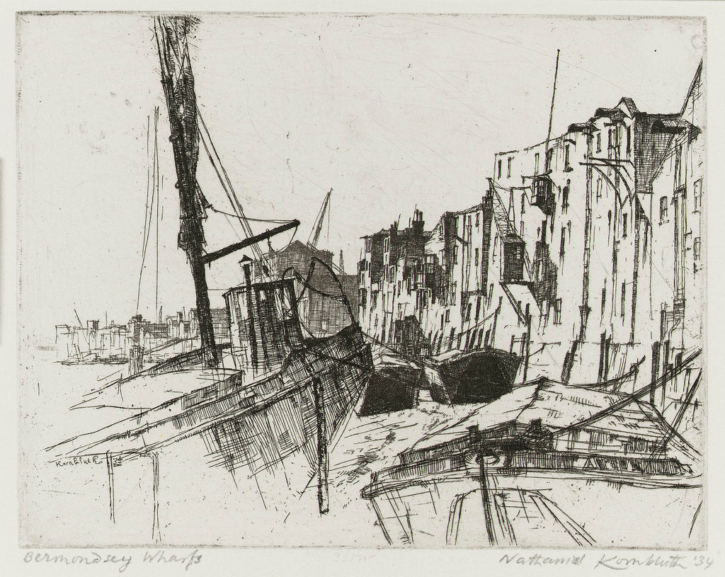 Detail of Bermondsey wharfs by Nathaniel Kornbluth