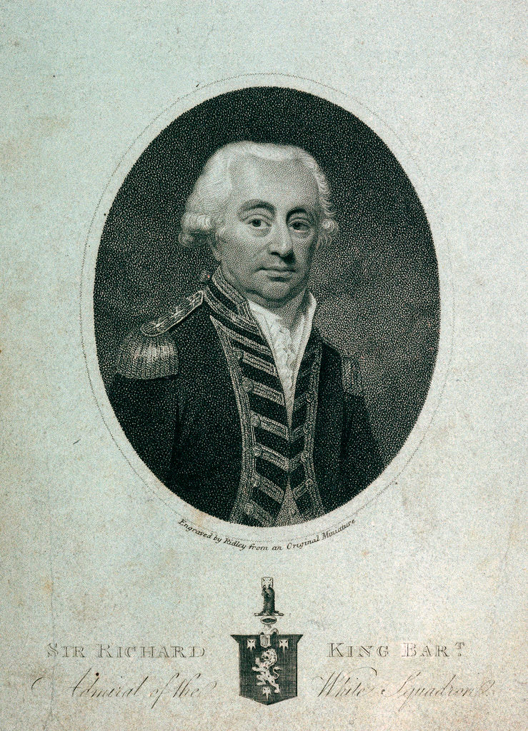 Detail of Sir Richard King Bart. Admiral of the White Squadron by William Ridley