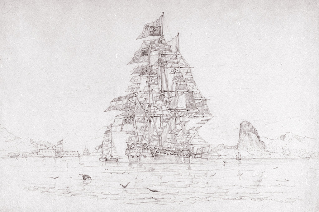 Detail of A frigate dressed overall by British School