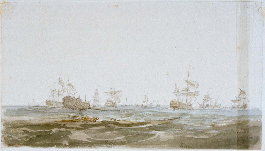 Detail of The Battle of the Glorious First of June, 1794; the 'Queen Charlotte' and 'Queen' after the battle by Nicholas Pocock