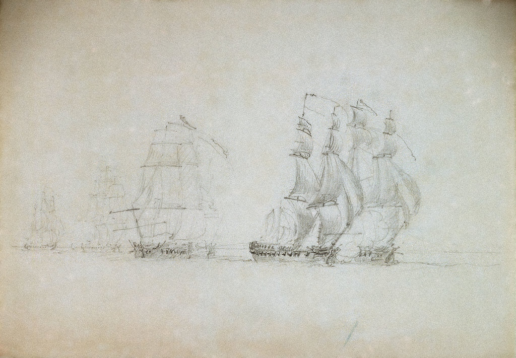 Detail of Warren's Action off Ireland, 12 October 1798 by Nicholas Pocock