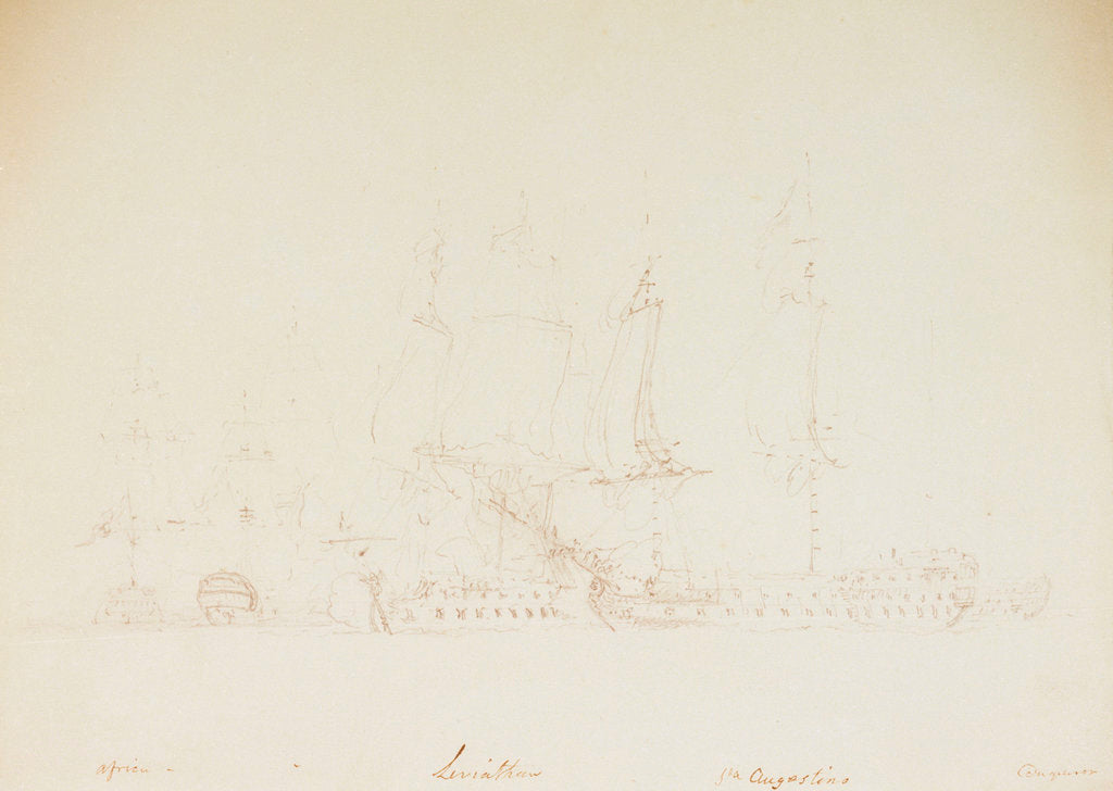 Detail of The Battle of Trafalgar, 21 October 1805: The 'Leviathan' boards the 'Augustino' by Nicholas Pocock