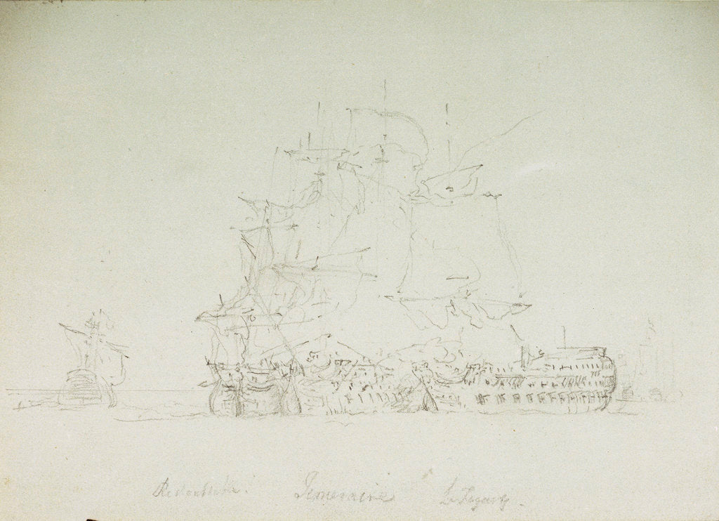 Detail of The Battle of Trafalgar, 21 October 1805: 'Redoutable', 'Temeraire' and 'Fougeux' by Nicholas Pocock