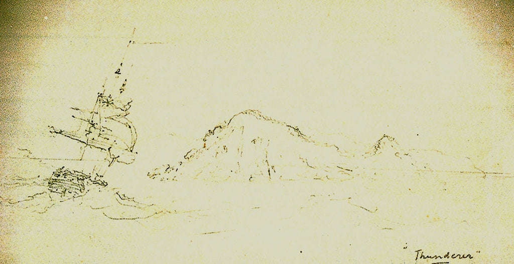 Detail of 'Thunderer' off Crookhaven by Nicholas Pocock