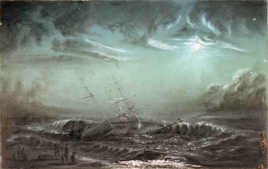 Detail of Slaver 500 slaves after a long chase by H.M.S. 'Rifleman' ran on shore near Cape Frio Brazils - Next morning the decks were covered with dead bodies 40 slaves were found alive, many doubtless got on shore but most were drowned by unknown