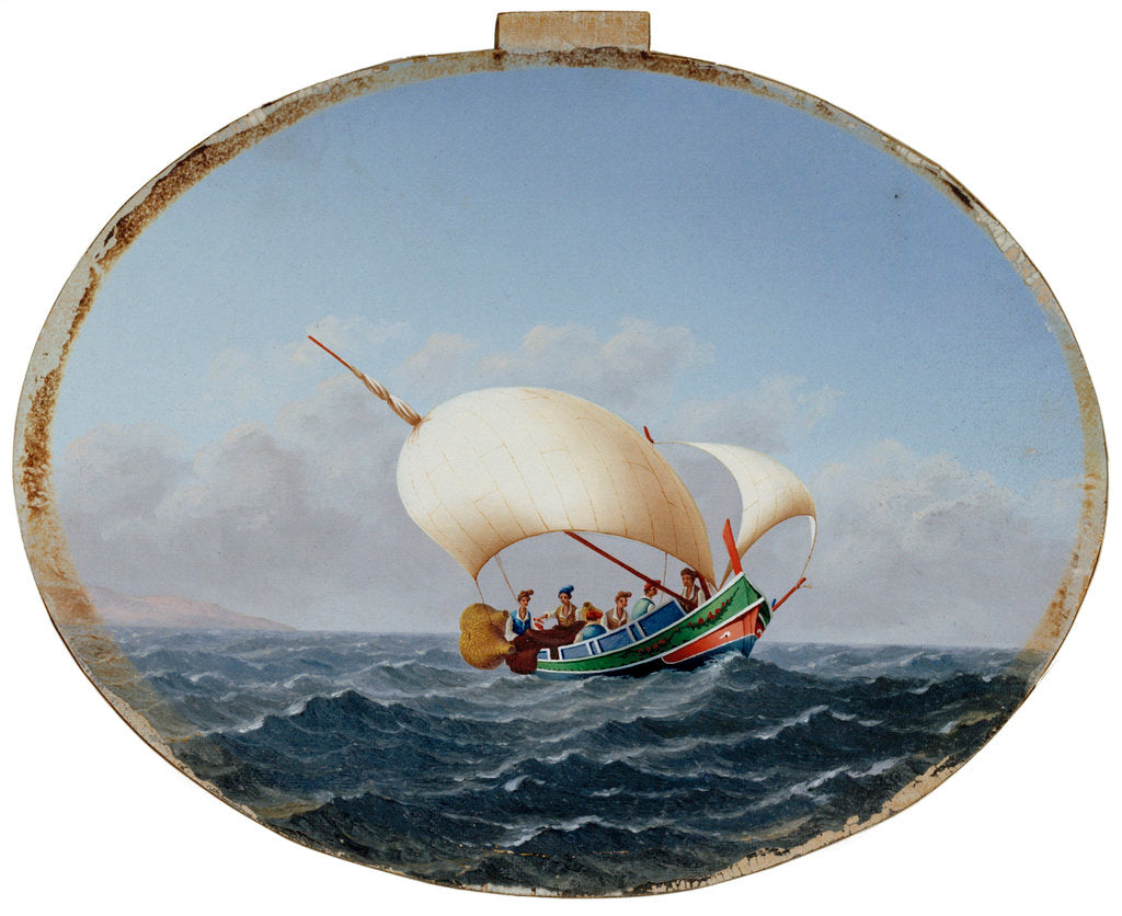 Detail of Lateen-rigged fishing boat, Gozo by Maltese School