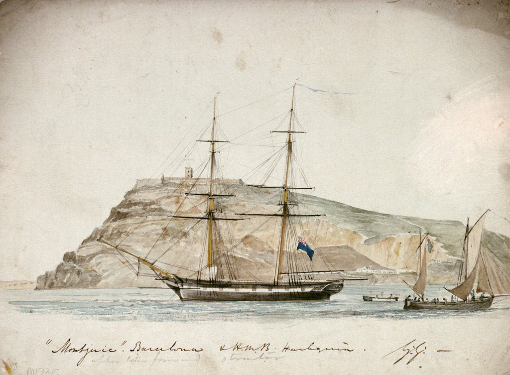 Detail of 'Montjuic' Barcelona & HMB 'Harlequin' by Cowper Phipps Coles