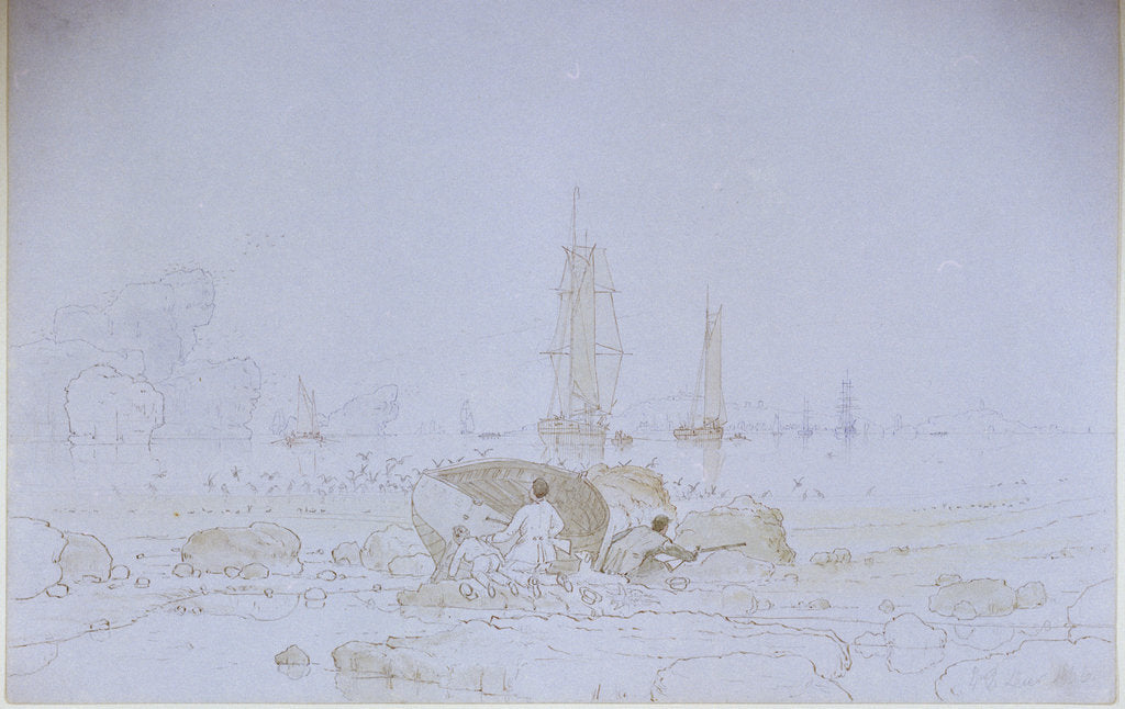 Detail of A duck shooting scene by William Parrott