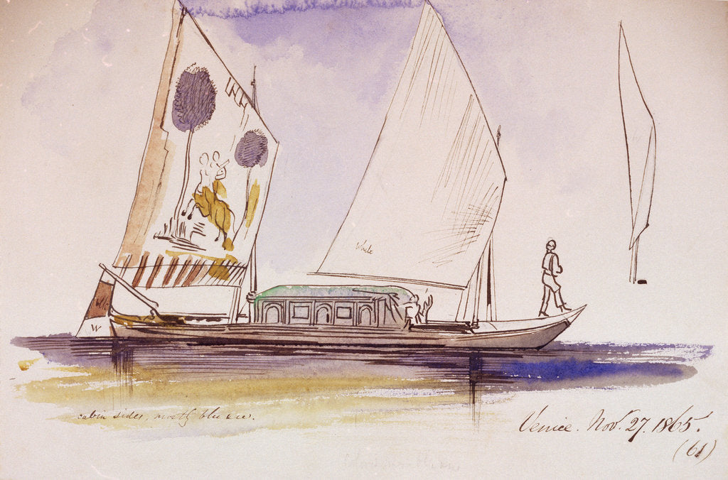 Detail of Studies of Venetian craft by Edward Lear