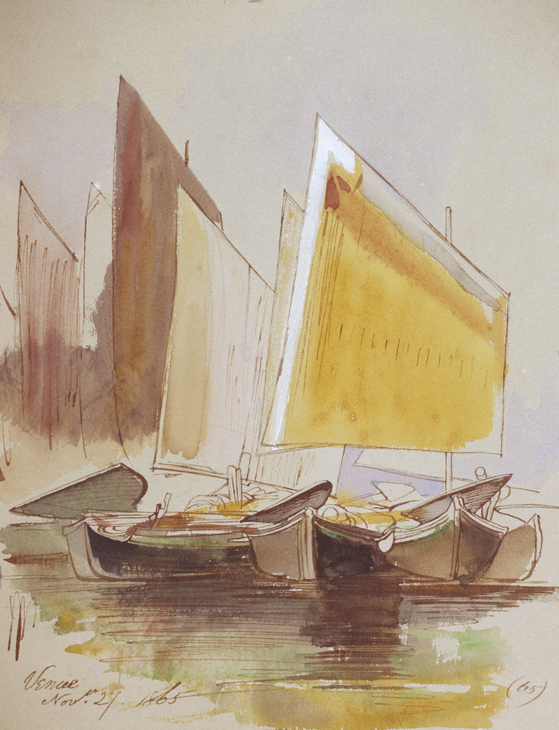 Detail of Studies of Venetian craft by Edward Lear