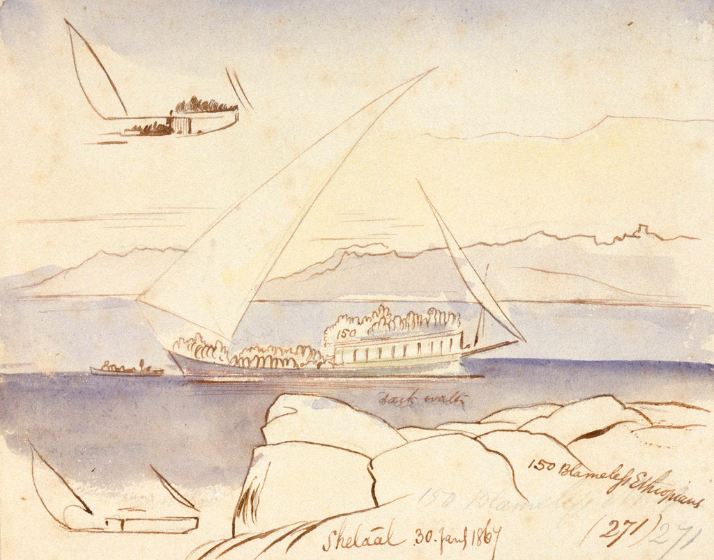 Detail of Shetaal, Egypt by Edward Lear