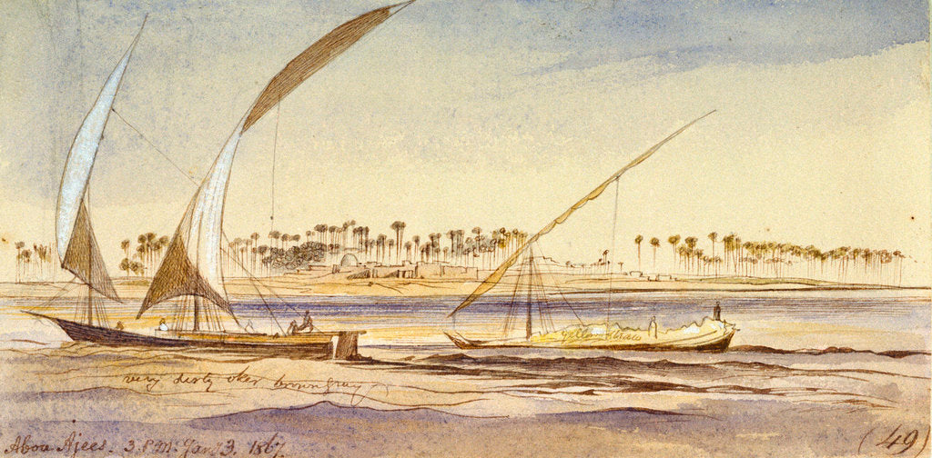Detail of Abou Ajees, Egypt by Edward Lear