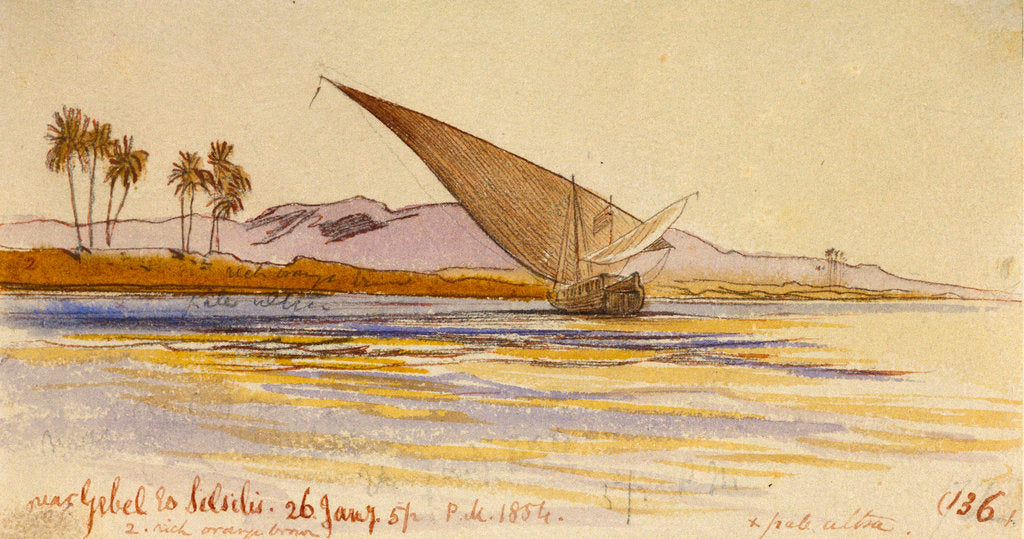 Detail of Near Gebel es Silsilas, Egypt by Edward Lear