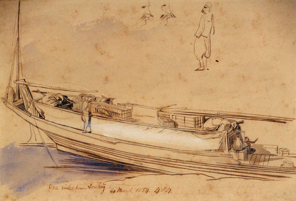 Detail of One mile from Souhag, Egypt by Edward Lear