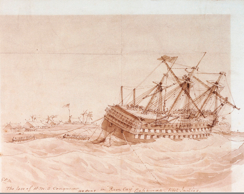 Detail of The loss of HMS 'Conqueror' by George Pechell Mends