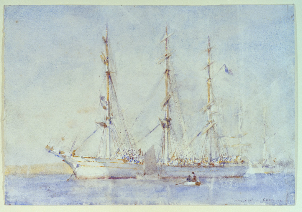 Detail of French Ship Marecual de Cashes [Mareschal de Cashes?] at Falmouth July 1914 by Henry Scott Tuke