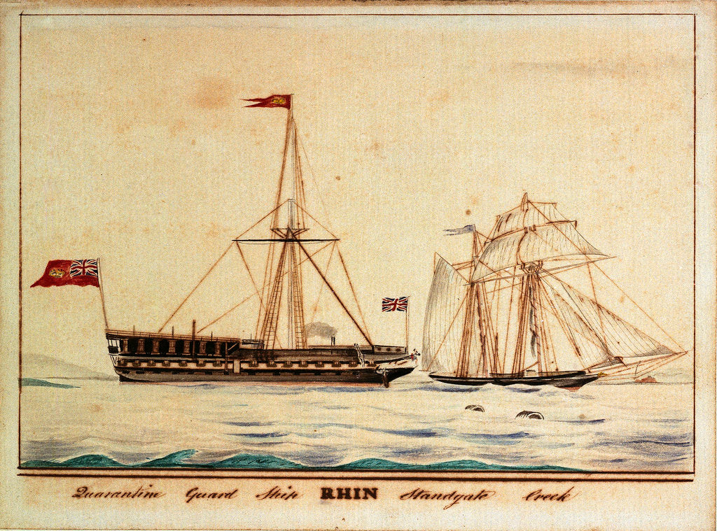 Detail of Quarantine guard ship 'Rhin' standgate creek by British School