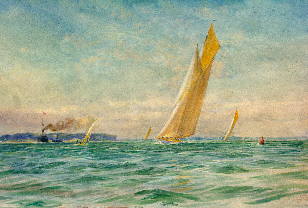 Detail of Westward schooner by William Lionel Wyllie