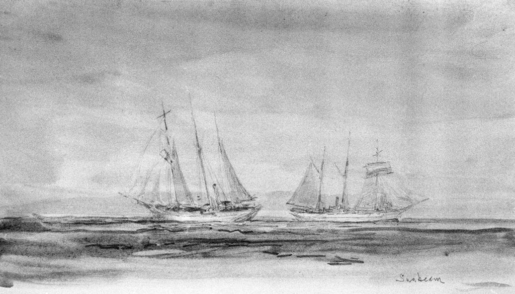 Detail of Study of yacht 'Sunbeam' by William Lionel Wyllie