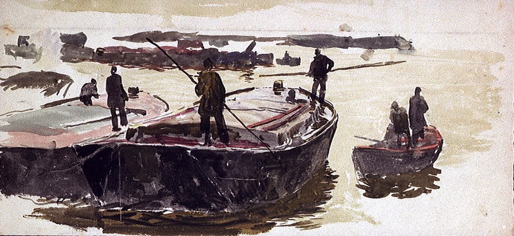 Detail of Study of lighters by William Lionel Wyllie
