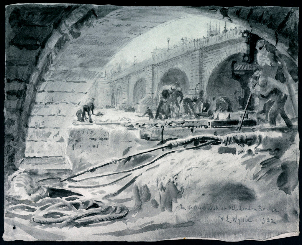 Detail of The northern arch of Old London Bridge by William Lionel Wyllie