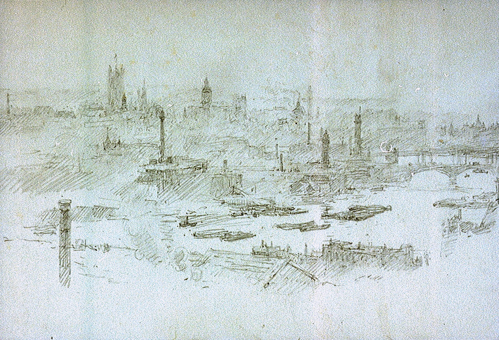 Detail of St Paul's and River by William Lionel Wyllie