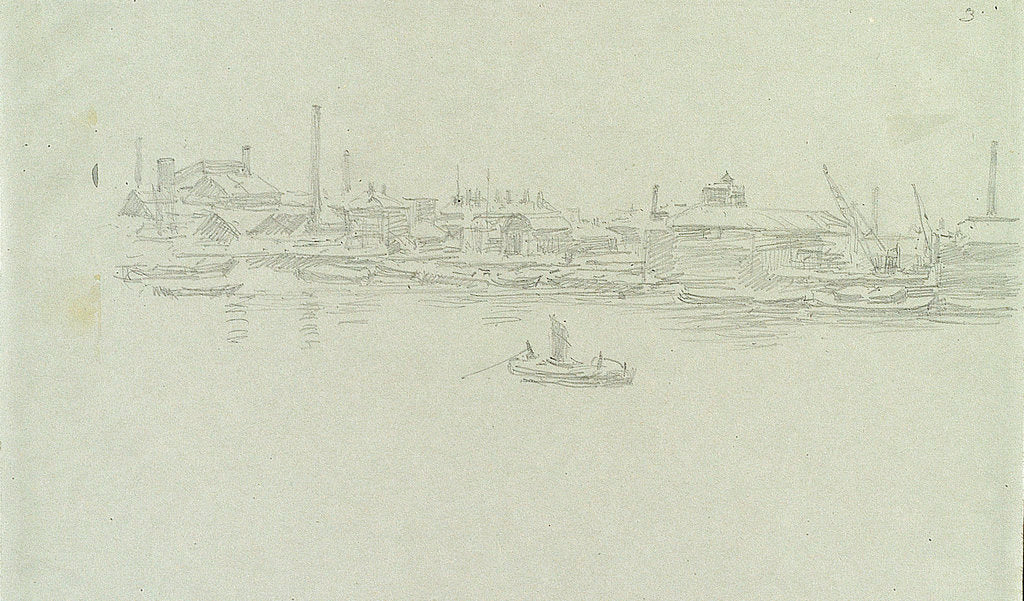 Detail of Greenwich or Rotherhithe, possibly in snow by William Lionel Wyllie
