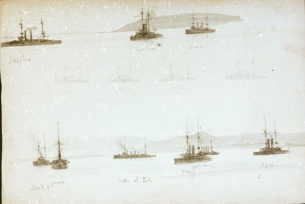 Detail of HMS 'Black Prince', 'Queen', 'Duke of Edinburgh' by William Lionel Wyllie