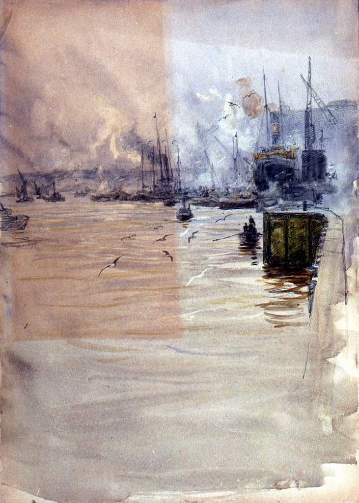 Detail of Below London Bridge by William Lionel Wyllie