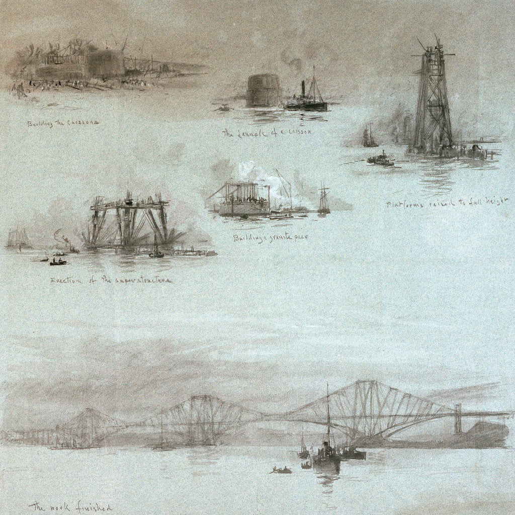 Detail of Forth Bridge by William Lionel Wyllie