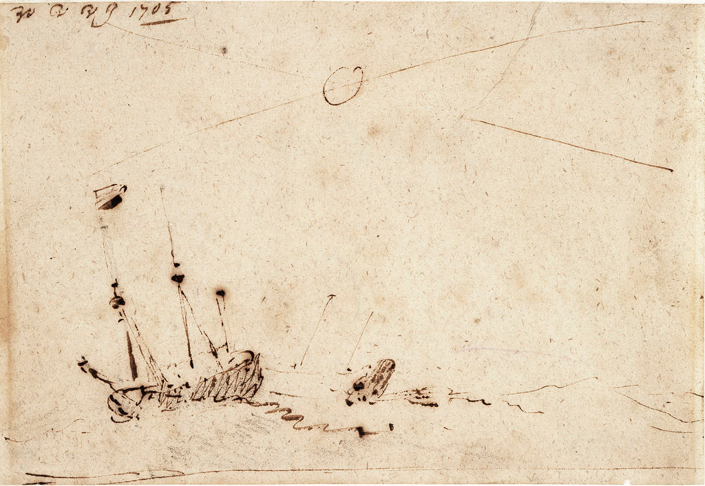 Detail of Two ships lying ahull in a heavy sea by Willem Van de Velde the Younger