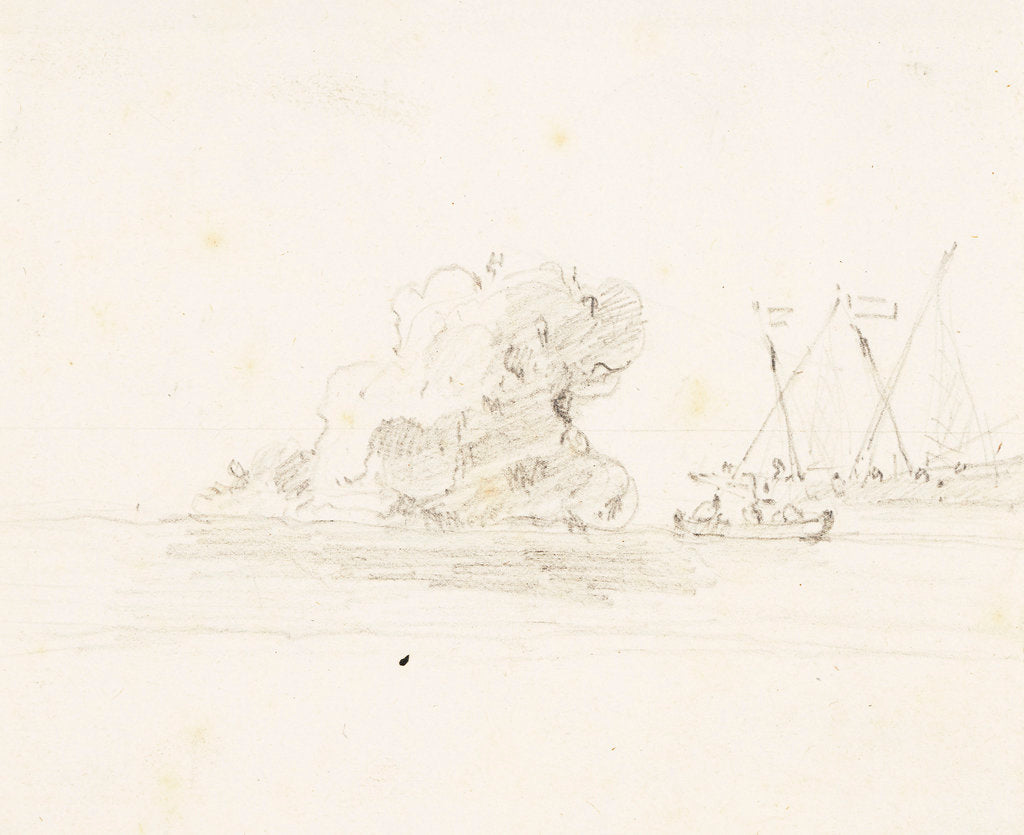 Detail of A rock with a galley near it by Willem van de Velde the Elder
