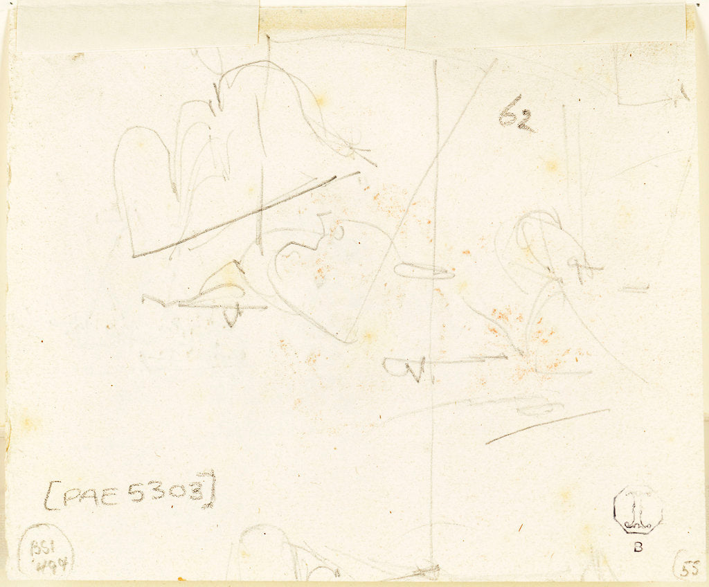 Detail of A rock with a galley near it (verso) by Willem van de Velde the Elder