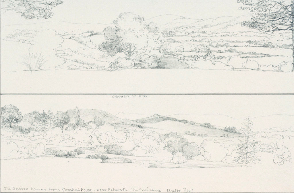 Detail of The South Downs and the Sussex Downs from Gorehill House, near Petworth with Chanklebury Ring by Edward William Cooke