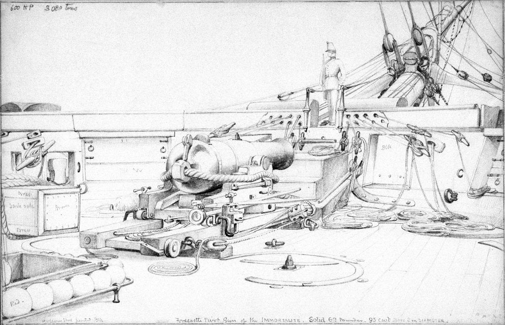 Detail of Forecastle pivot gun of the 'Immortalite' by Edward William Cooke