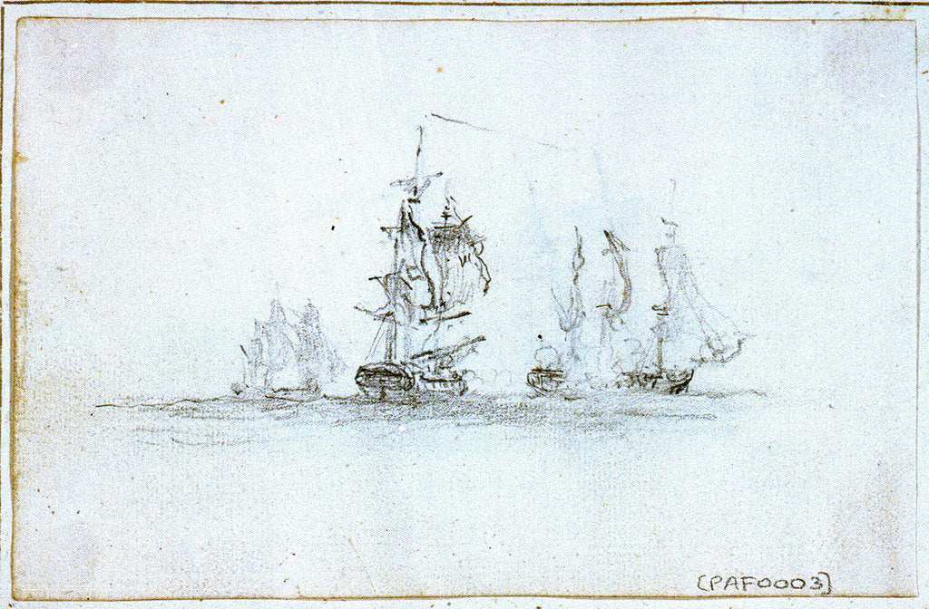 Detail of Action with Capt Edward Pellew in La Nymph, 1803 by Nicholas Pocock
