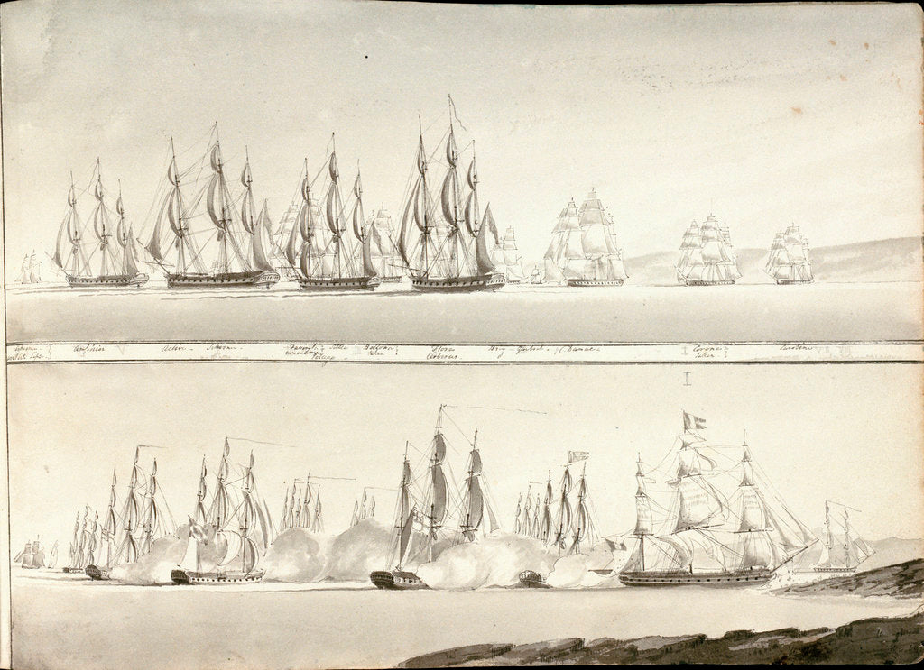 Detail of Different modes of painting line of battle ships by William Innes Pocock