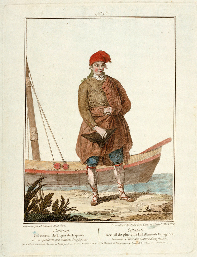 Detail of No. 25 Catalan Coleccion de Trajes de Espana Tercero quadeno que contiene doce figuras (and repeated in French translation) by Manuel de la Cruz