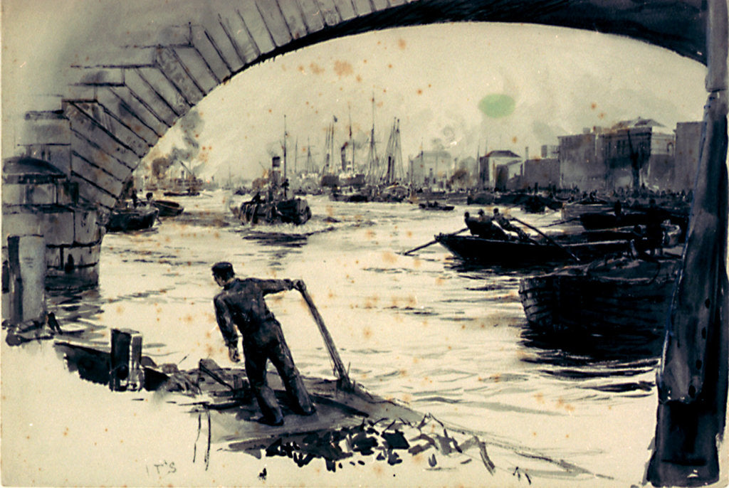 Detail of Thames between the Tower and Westminster by William Lionel Wyllie