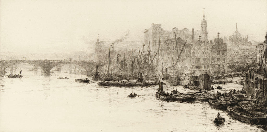 Detail of London Bridge, Cannon Street and Billingsgate by William Lionel Wyllie