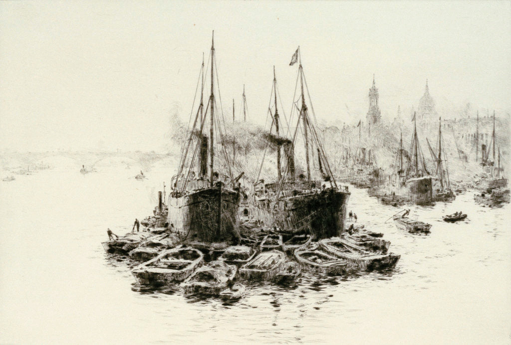 Detail of Unloading into lighters in the Upper Pool by William Lionel Wyllie
