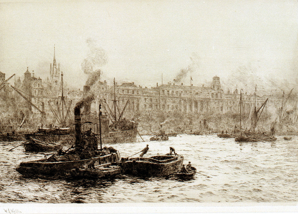 Detail of The Custom House, London by William Lionel Wyllie