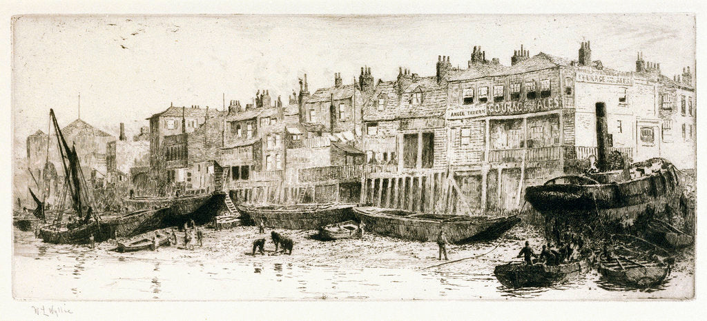 Detail of The Thames and Angel Tavern by William Lionel Wyllie