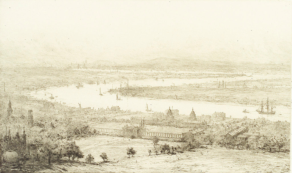 Detail of The Thames from Greenwich Park by William Lionel Wyllie